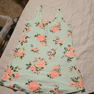 No Boundaries Floral Muscle Tee - Mint and Pink